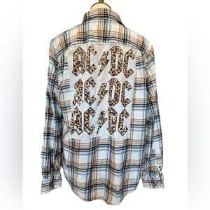 Upcycled ACDC Flannel Shirt